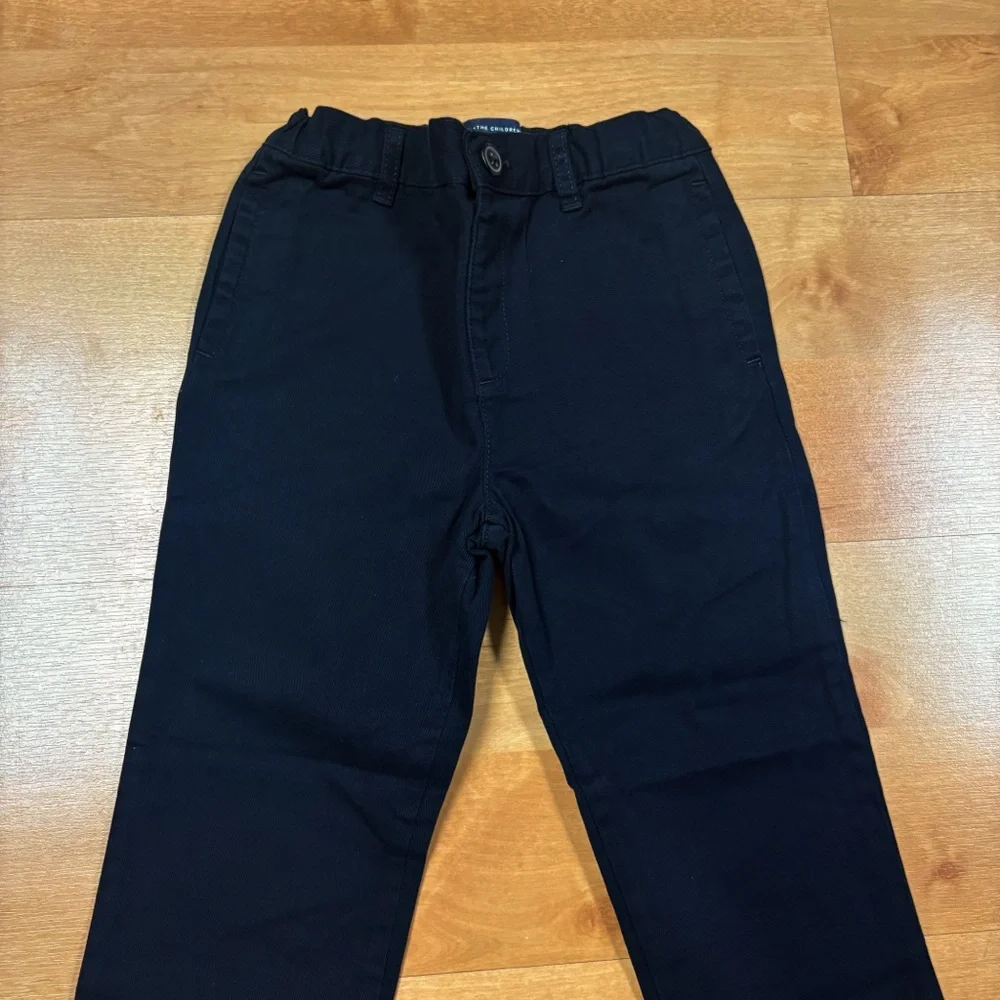 NWT Childrens Place Khaki Navy Blue Straight Leg Cotton Uniform Chino Pants 5